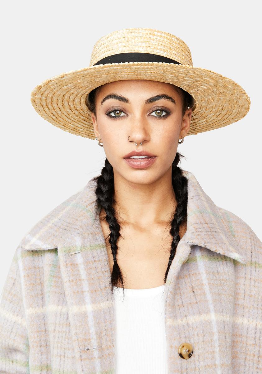 Wide Brim Straw Hat With Bow Detail - Natural – Dolls Kill