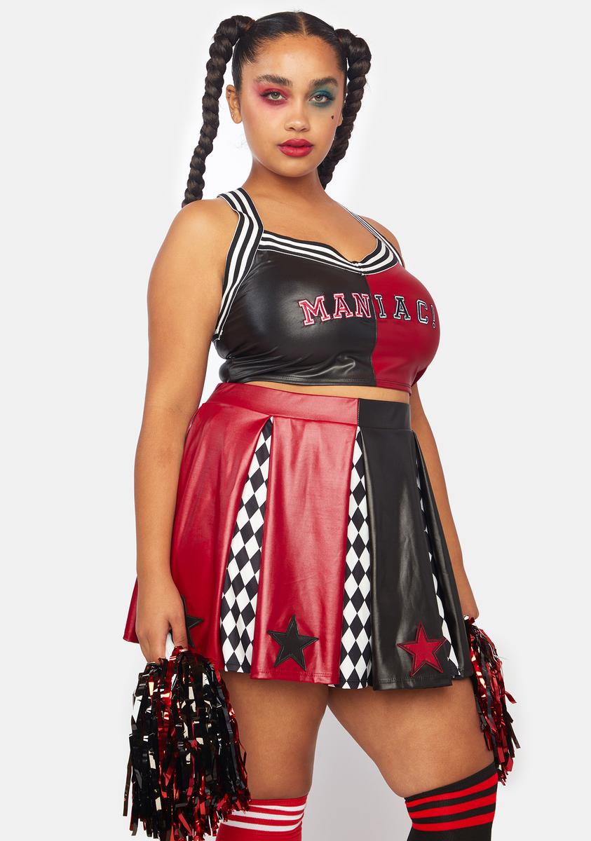 Halloween Harley Quinn Joker Vinyl Harlequin Cheerleader Plus Size