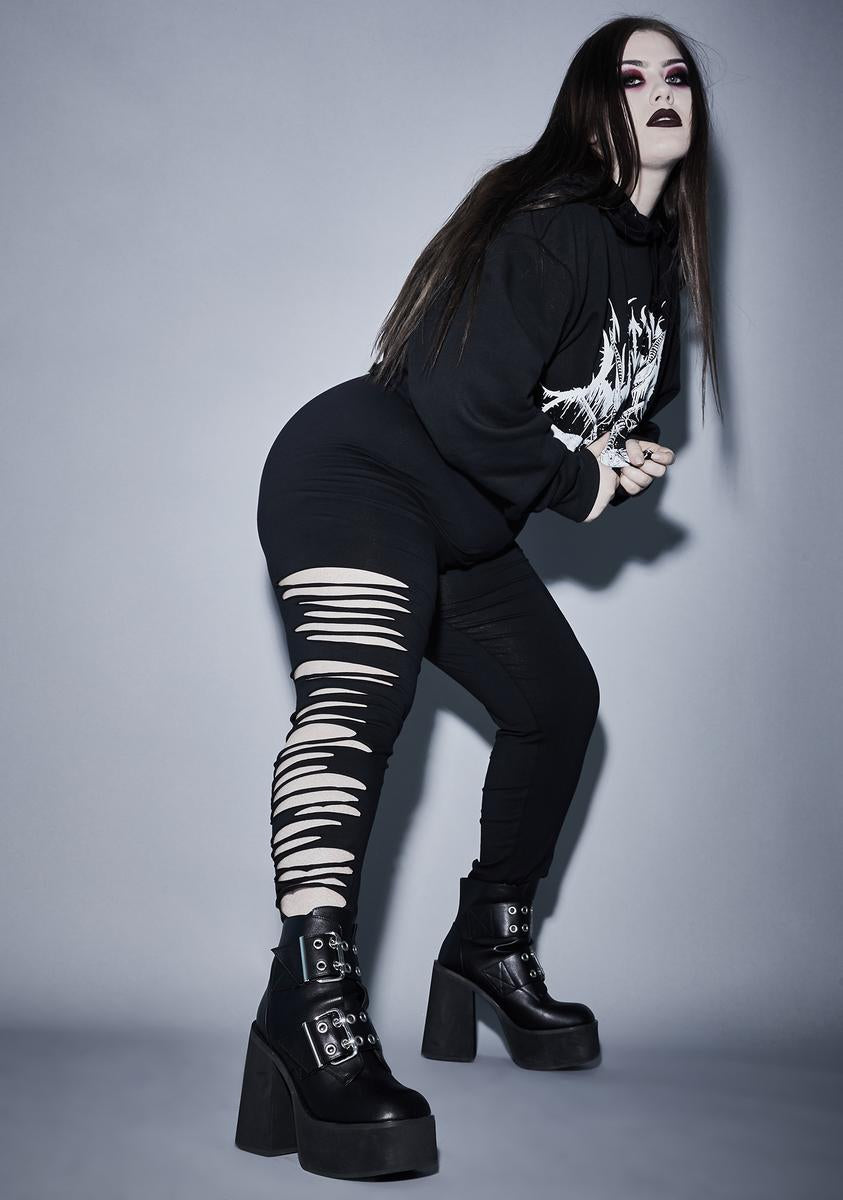 Plus size shredded leggings on sale