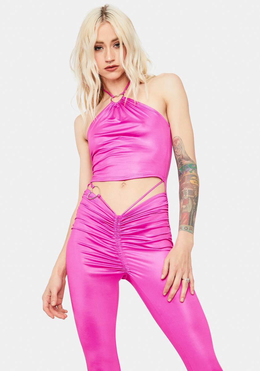 Knockout Plunge Halter Teddy - Small/medium - Neon Pink main image 0