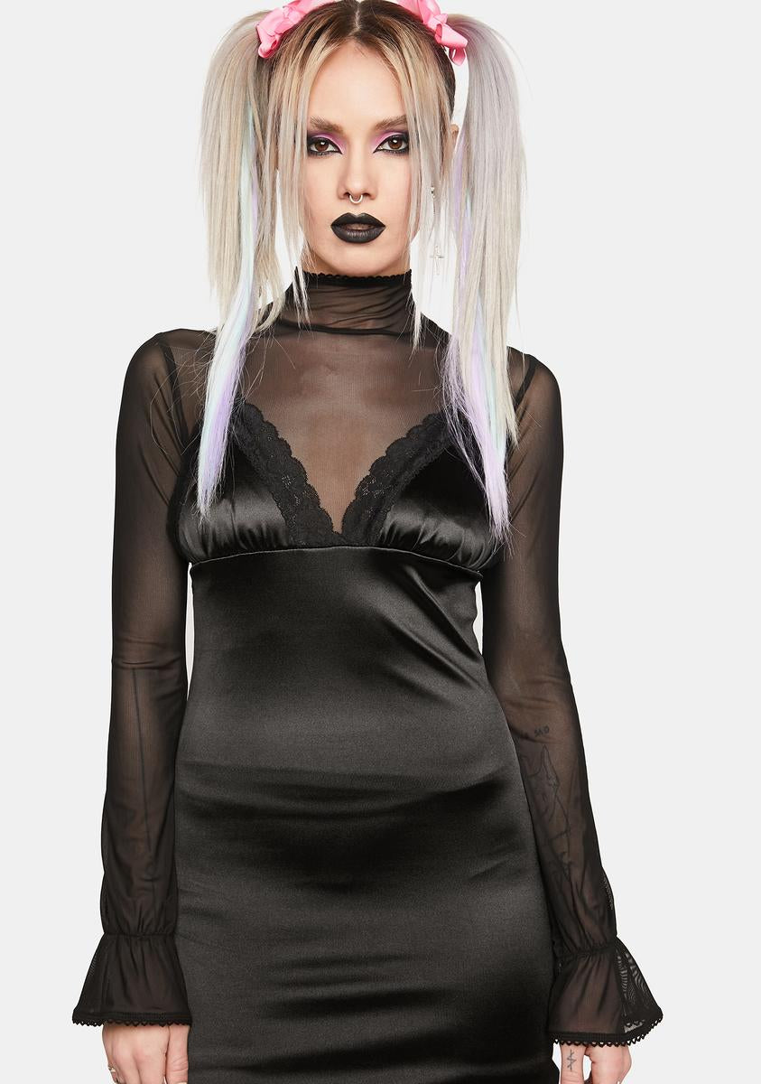 satin dress with mesh top Fall Fashion