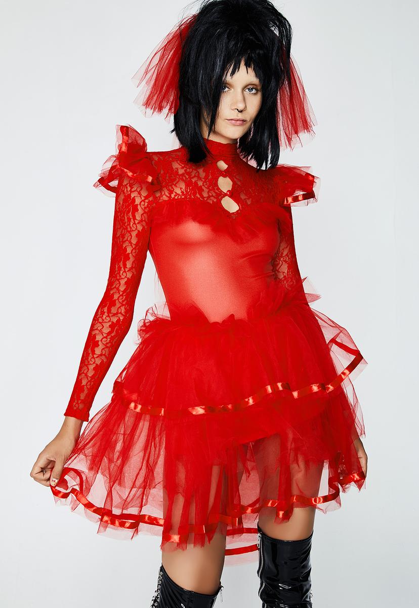fitted lace wedding dress Red Beetlejuice Costume Dress – Dolls Kill
