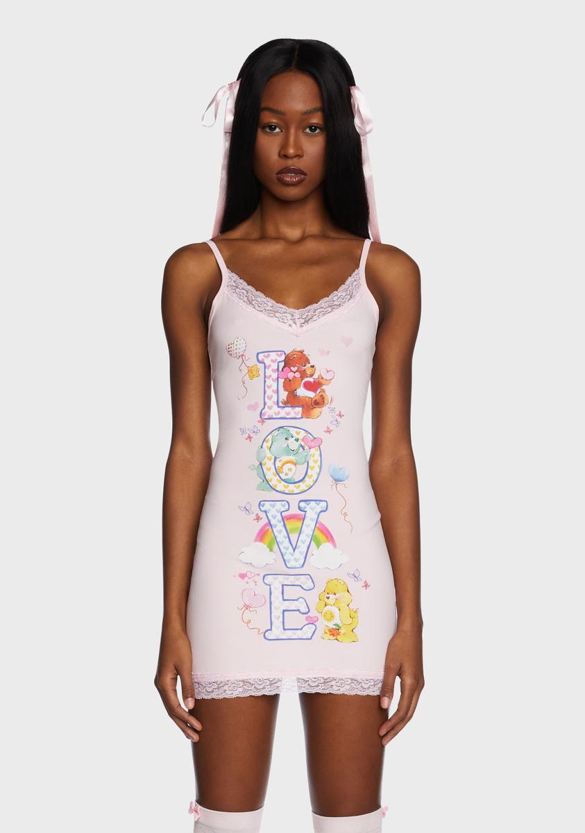 Dolls Kill x Care Bears Lace Trim Printed Mini Dress