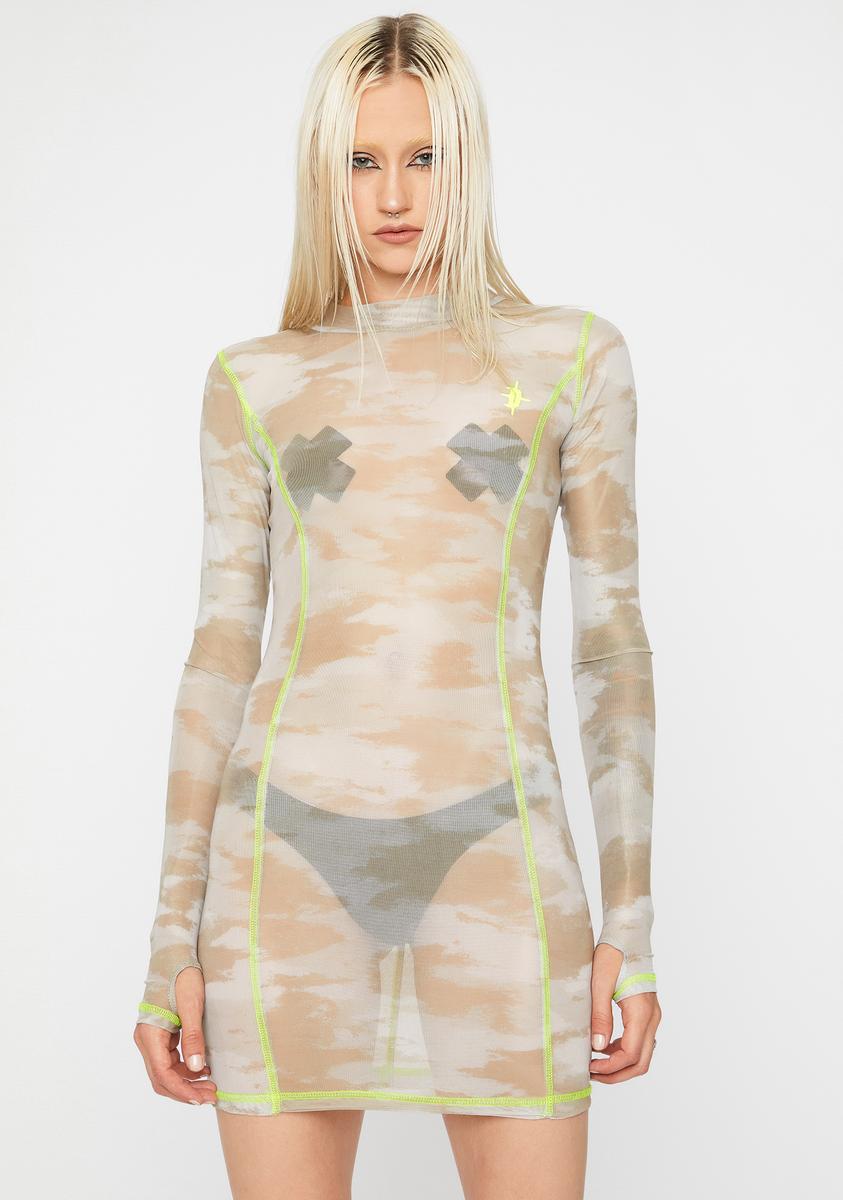 camo mesh dress Darker Wavs Desert Camo Mesh Dress With Contrast Neon Stitching