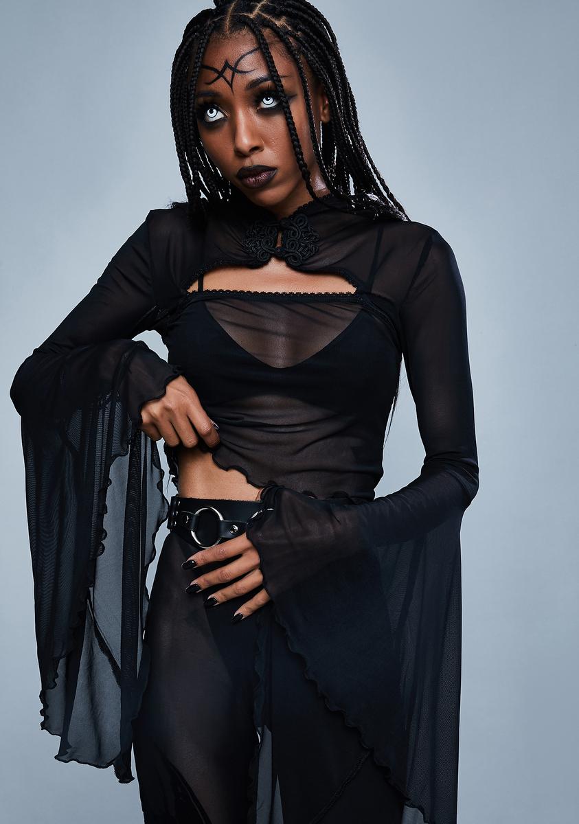 Bell sleeve mesh top on sale