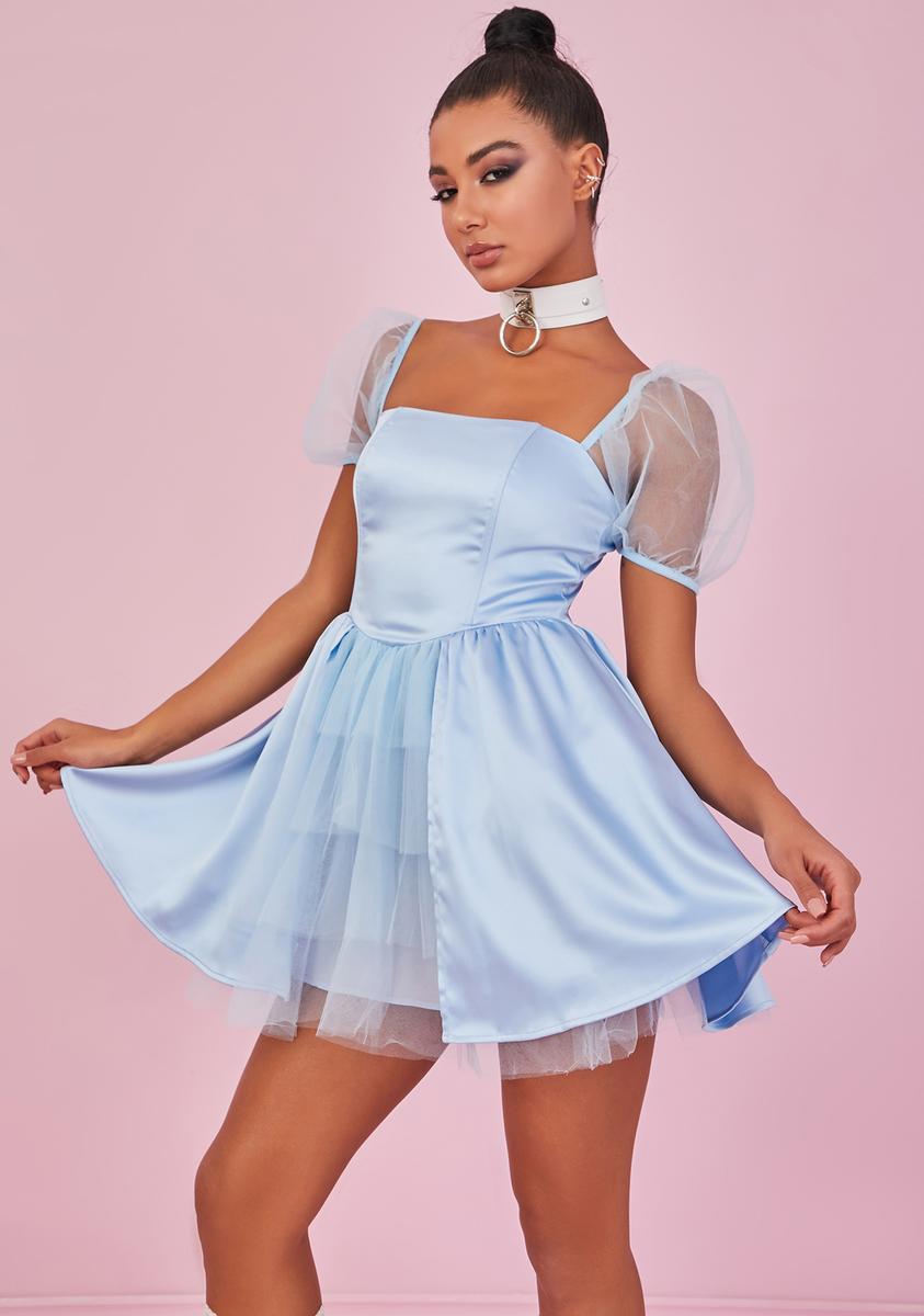 dolls kill blue dress Metallic Mini Dress