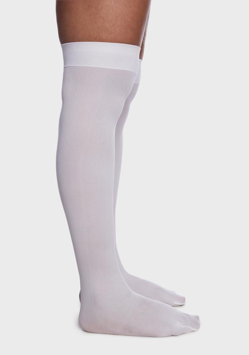 plus size white thigh highs