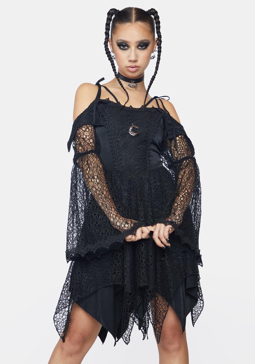 Dark In Love Layered Lace Off Shoulder Mini Dress – Dolls Kill