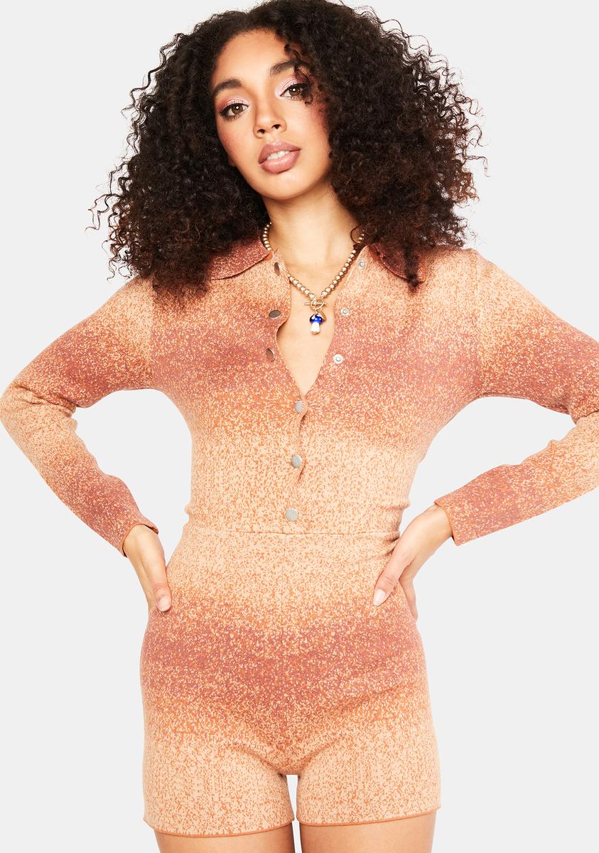 Ombre Knit Sweater Romper Brown Dolls Kill