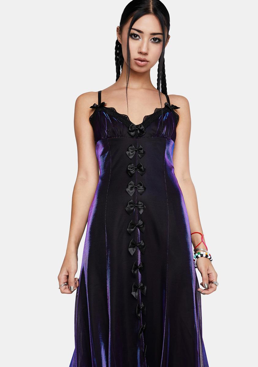 iridescent midi dress Delia's Bow Detail Iridescent Organza Midi Dress