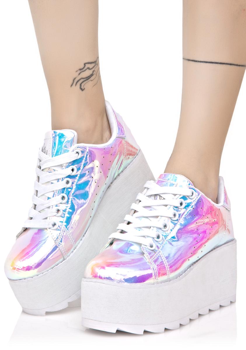 Pink Pastel Holographic Platform Sneakers – Dolls Kill