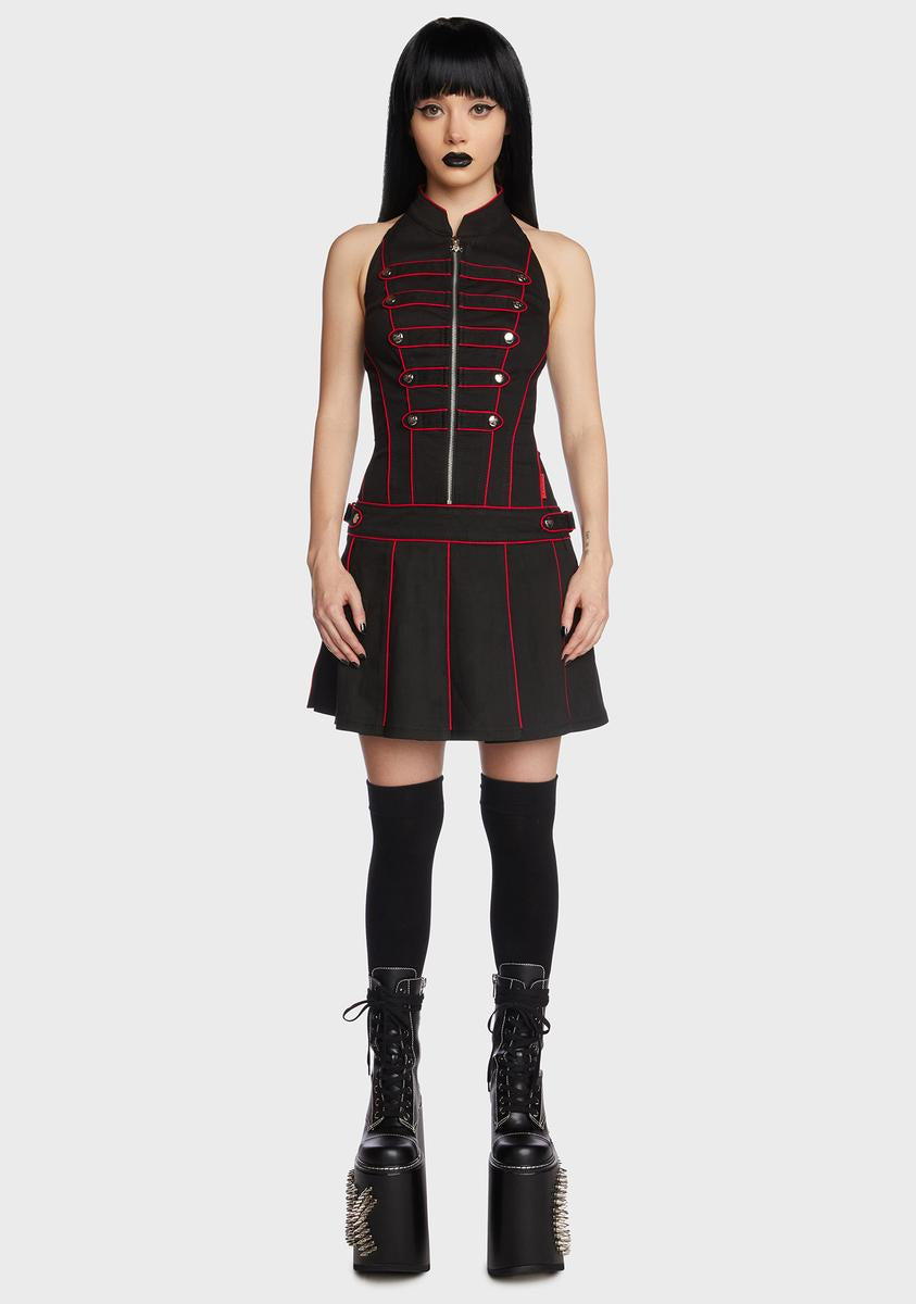 Tripp NYC Contrast Colored Button Mini Zipper Dress