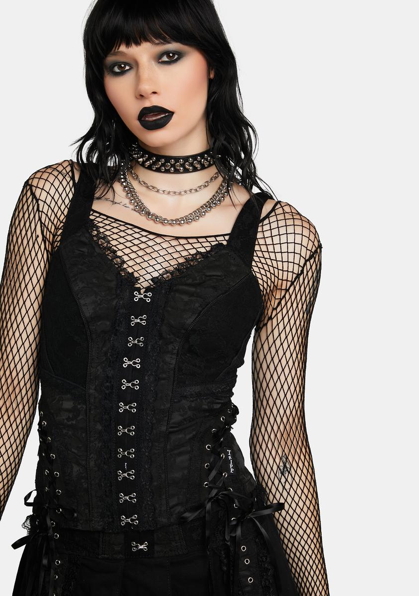 Tripp NYC Brocade Lace Corset Top - Black – Dolls Kill