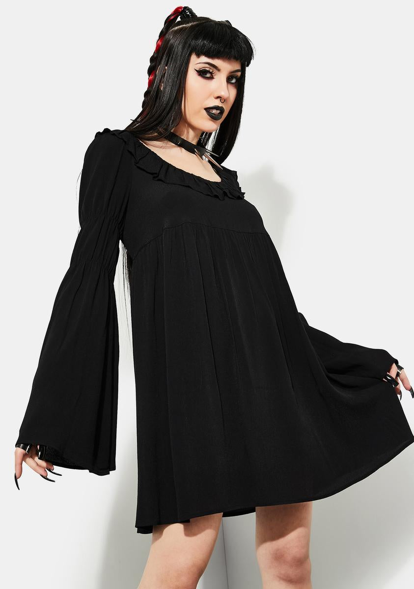Current Mood Flare Sleeve Empire Dress - Black
