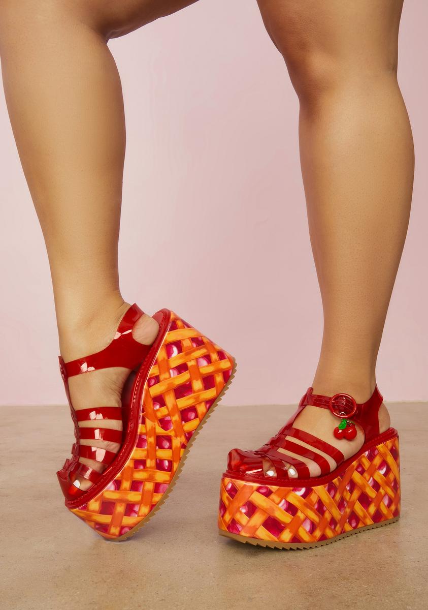 Sugar Thrillz Cherry Pie Jelly Platforms Red – Dolls Kill