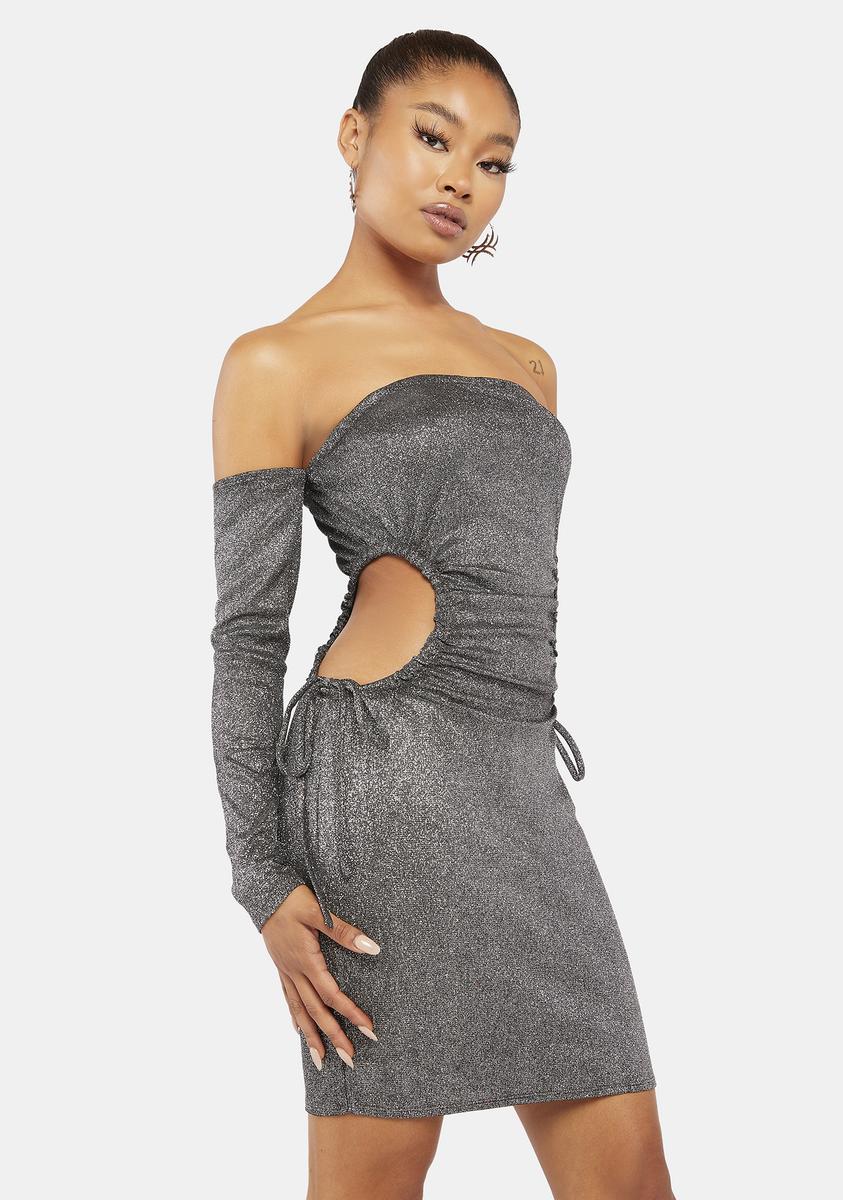 mesh high slit dress High Slit Two Piece Mesh Dress in Butter