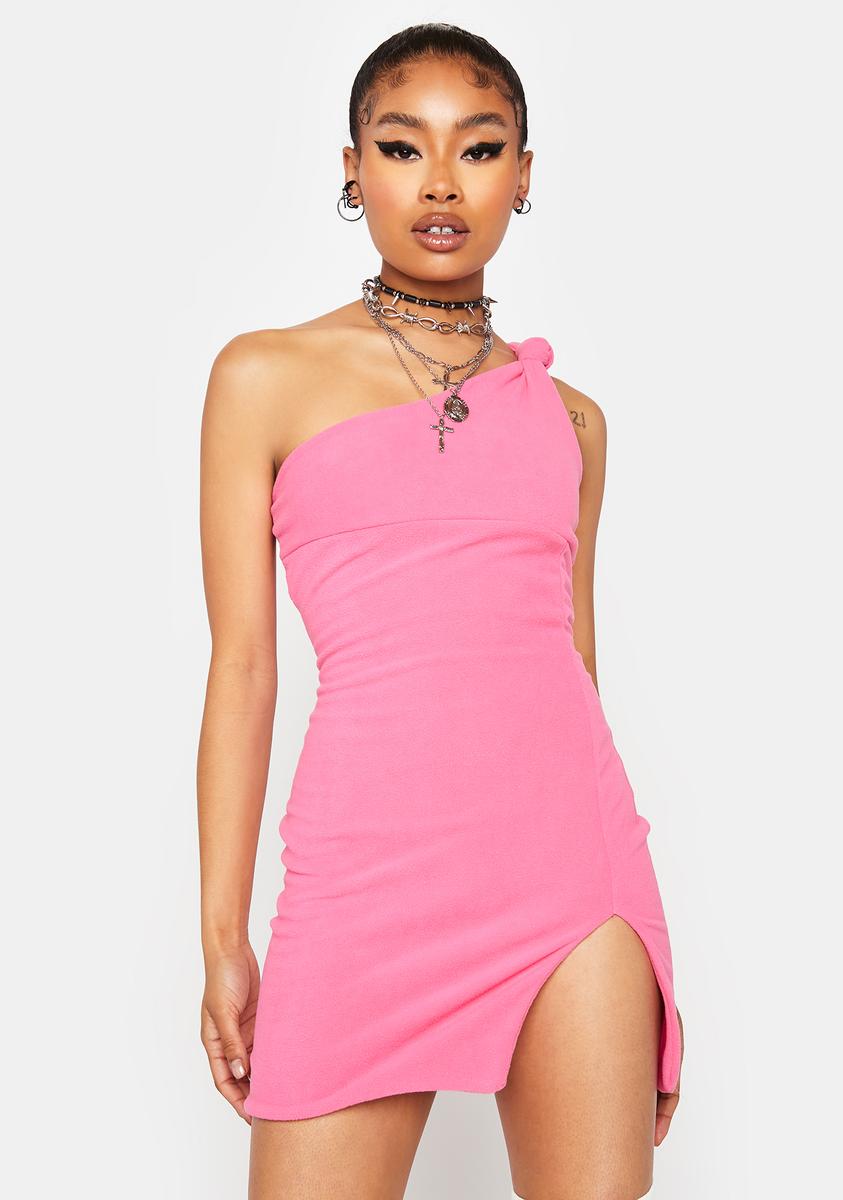 One Shoulder Knotted Mini Dress