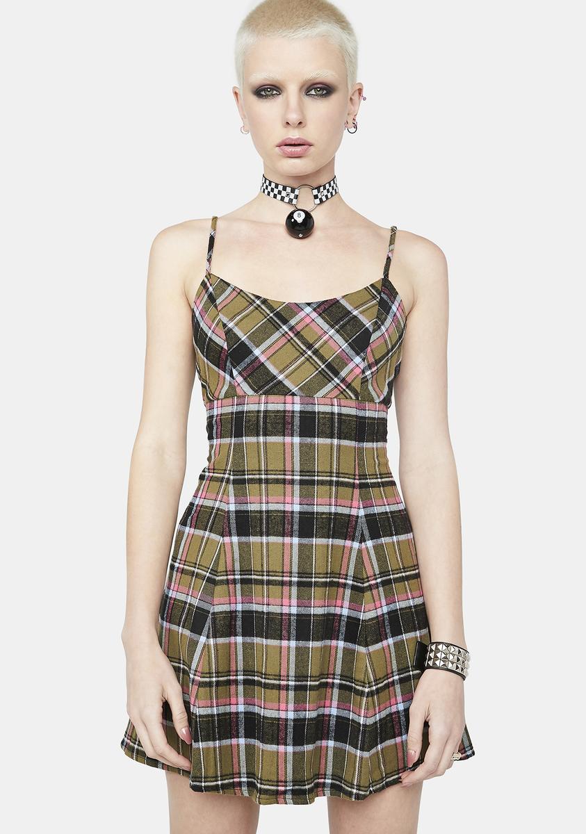 Delia's Plaid Cami Strap Pleated Mini Dress
