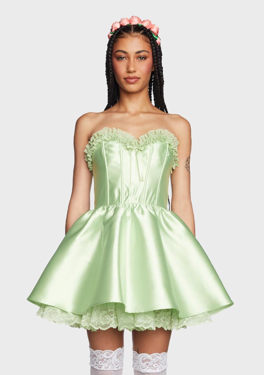 Sugar Thrillz Strapless Taffeta Corset Dress - Green Sugar Thrillz Strapless Taffeta Corset Dress - Green
