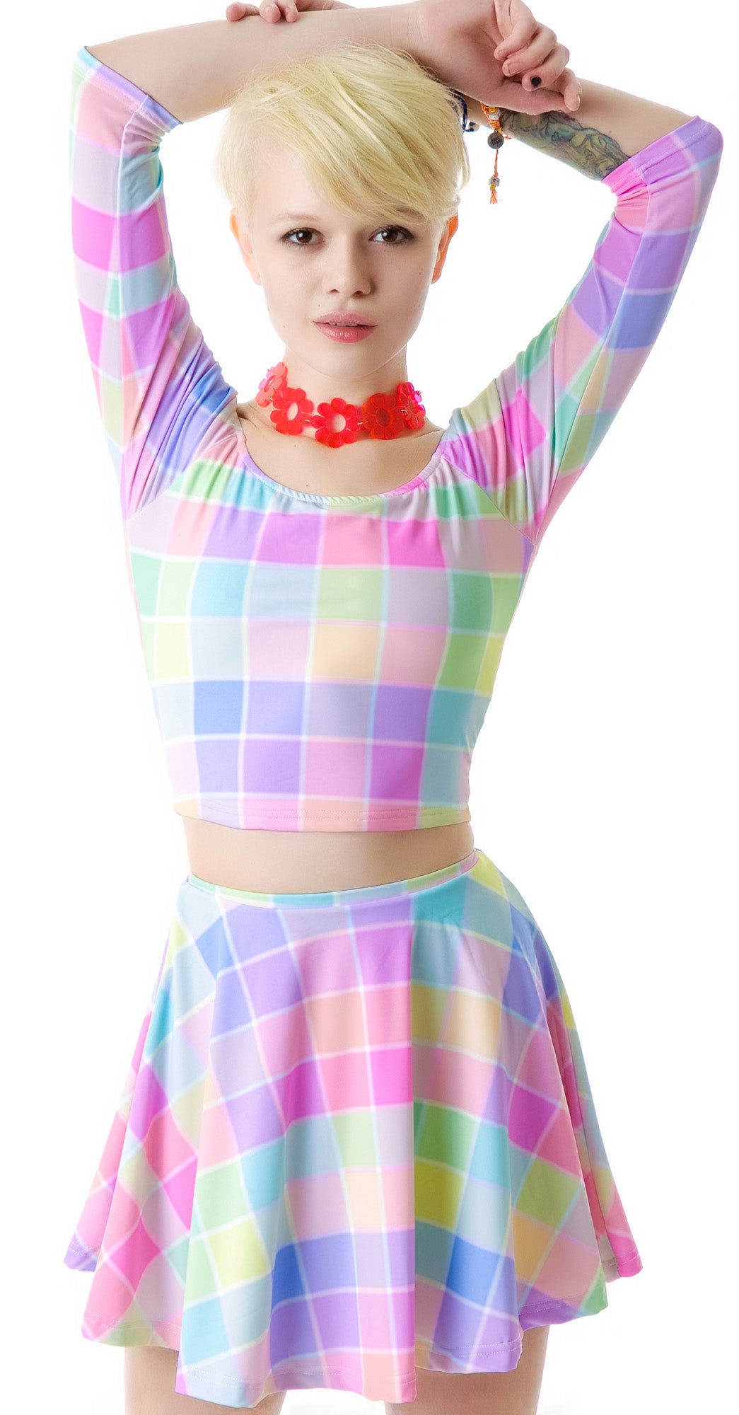 A DEE - Nula Popping Pastels Print Skirt Set - White