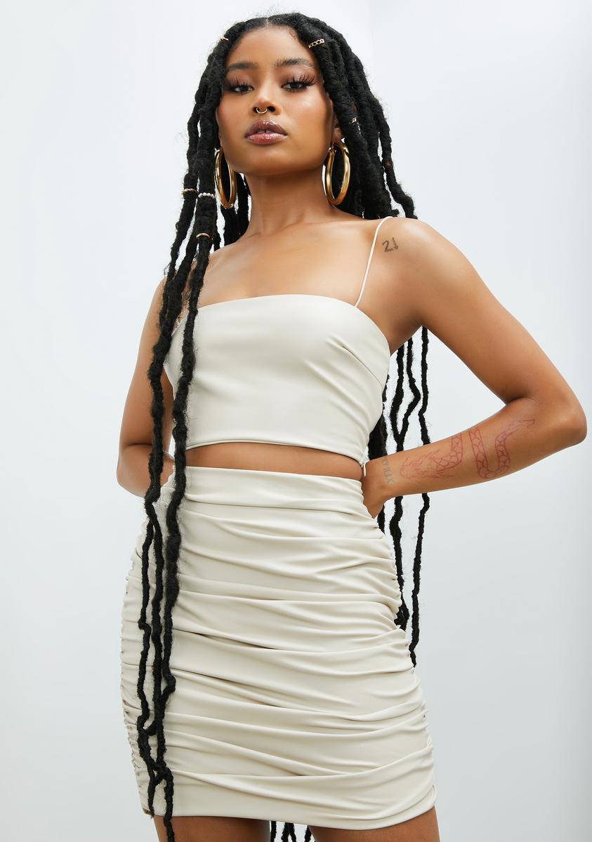 White vegan leather skirt new arrivals