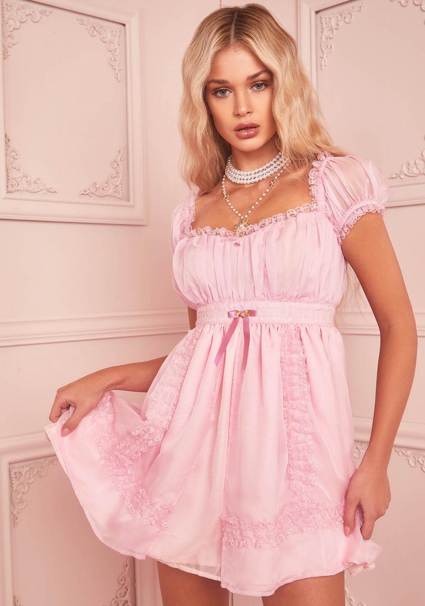Sugar Thrillz Two Tone Lace Ruffle Babydoll Dress Sugar Thrillz Two Tone Lace Ruffle Babydoll Dress