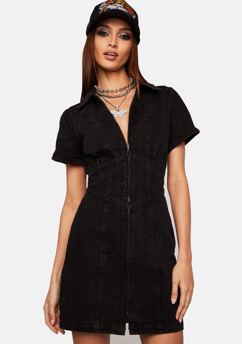 dollskill denim dress Sugar Thrillz Flared Denim Mini Dress