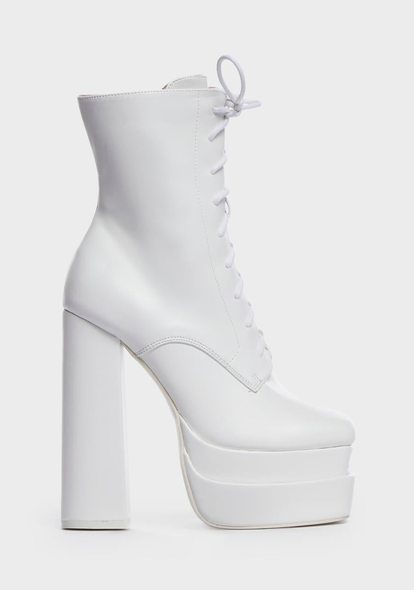 Public desire white ankle boots outlet