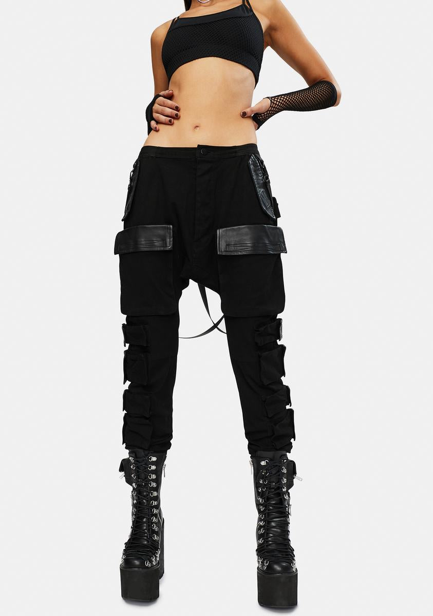 Club Exx Drop Crotch Cargo Pants - Black