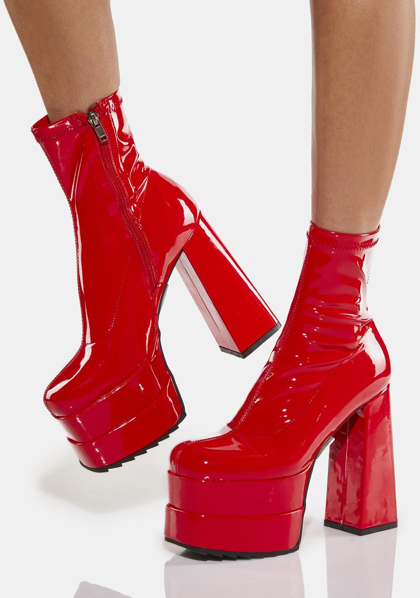 Chunky Red Bootie Boots Lamoda Chunky Platform Ankle Boots
