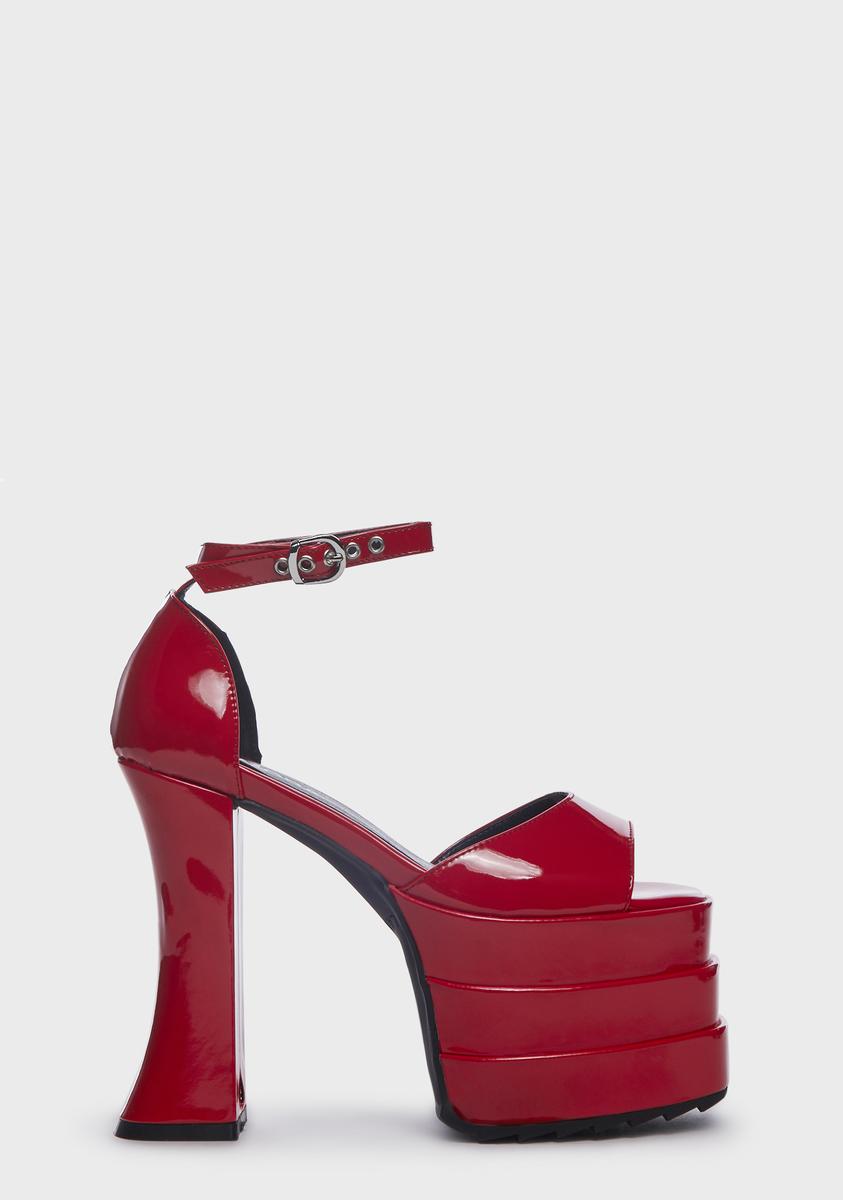 Red stacked deals heels
