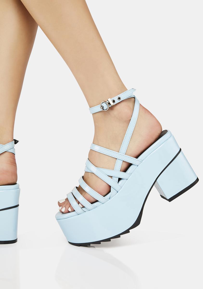 PLATFORM SANDALS IN SKY BLUE MONOGRAM IMPORTED TPU