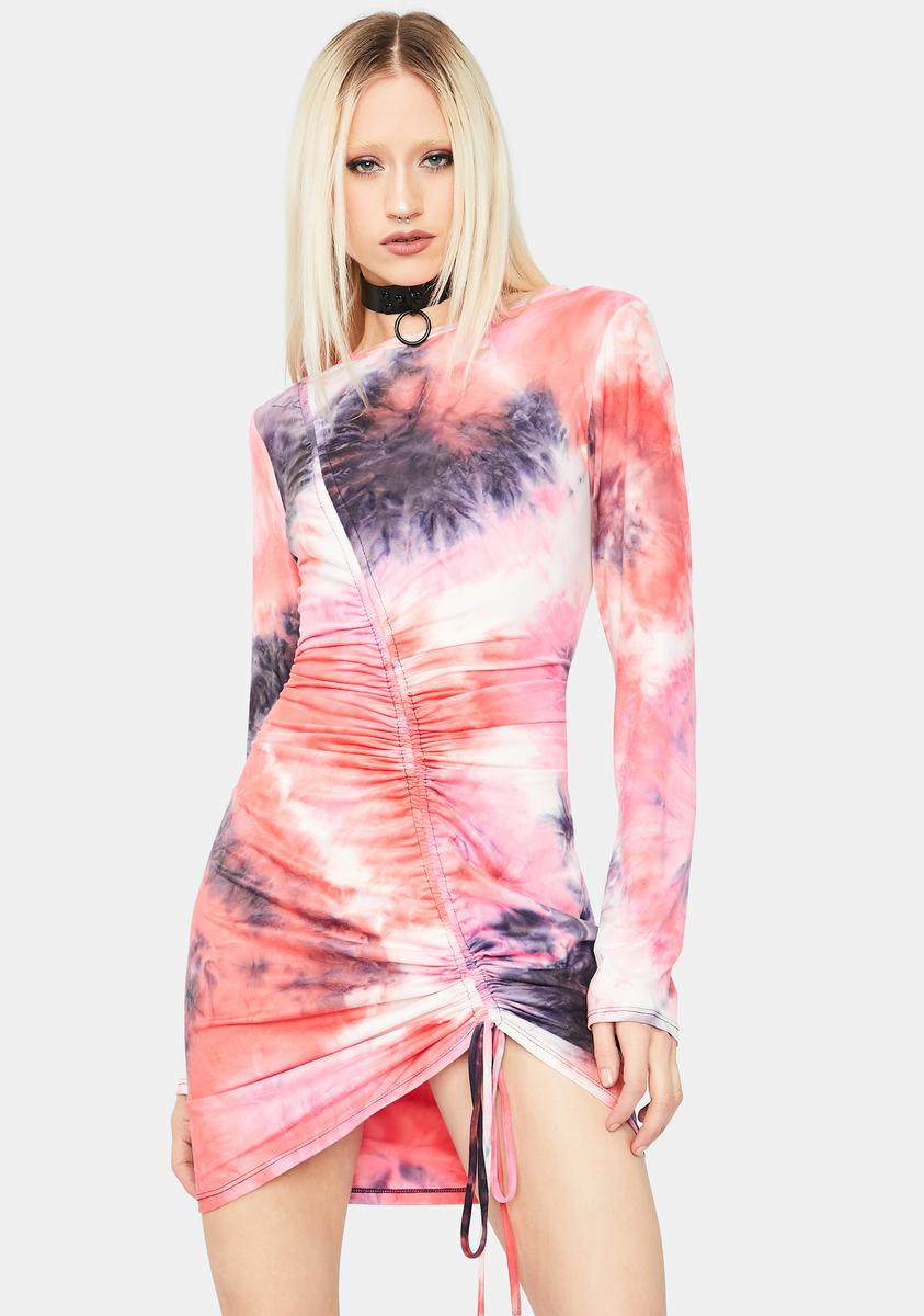 tie dye ruched mini dress Shein tie dye ruched mini bodycon dress size small
