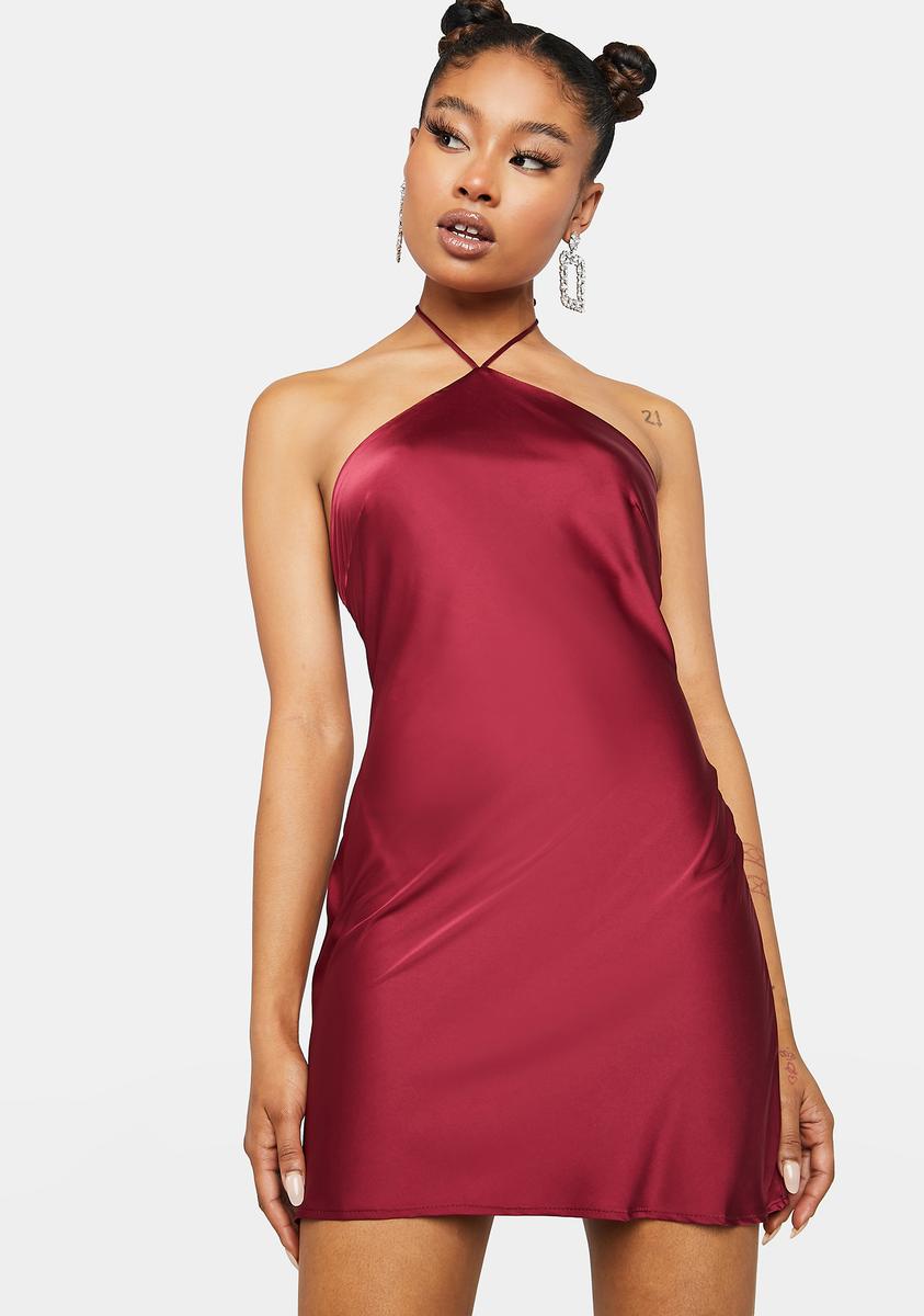 At The Function Halter Mini Dress Dark Red
