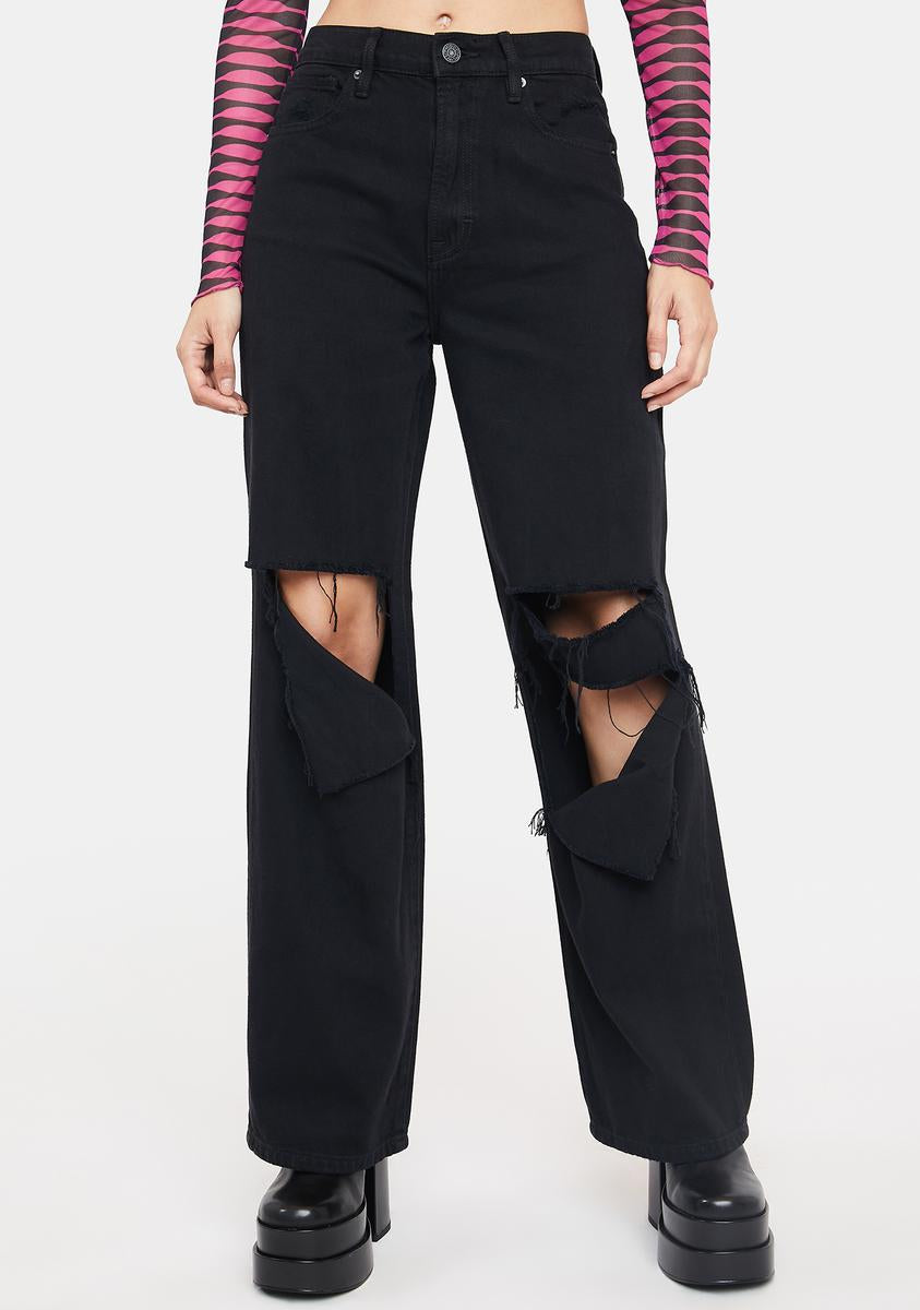 On-Script Denim JEANS Distressed Cut-Out