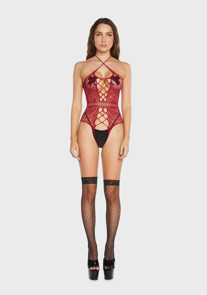The Fantasy Lace Halter Bodysuit