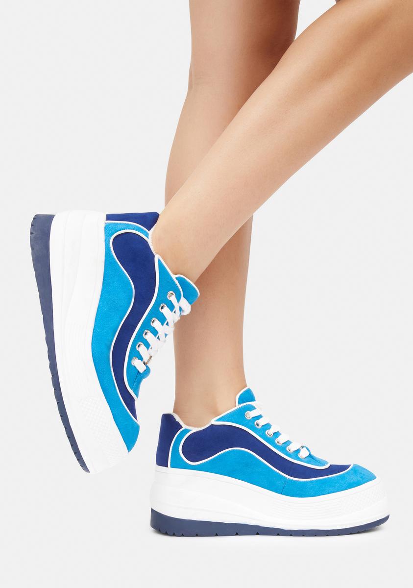 Delia's Chunky Platform Colorblock Sneakers - Blue â Dolls Kill