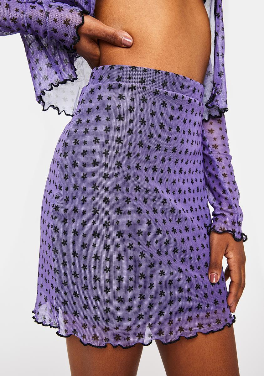 FBZ purple flower net skirt main image 1