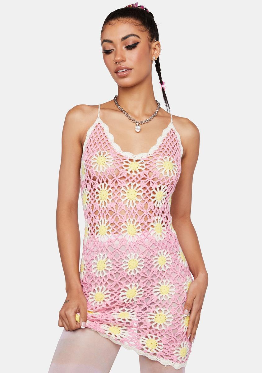 Daisy Street Floral Crochet Lace-Up Mini Dress - Pink Dolls Kill Daisy Street Floral Crochet Lace-Up Mini Dress - Pink Dolls Kill