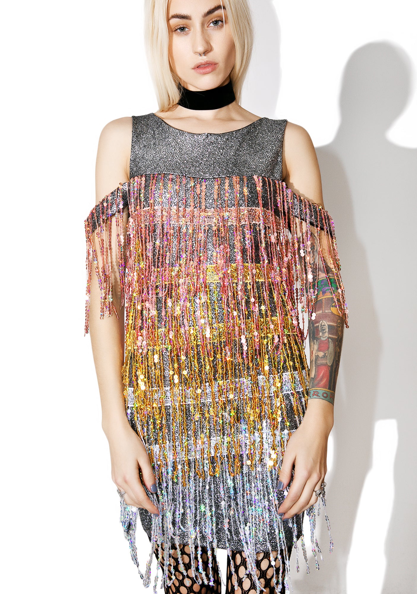 dolls kill sequin dress Womens Sexy Rave Sequin Mini Dress With Cowl Neckline