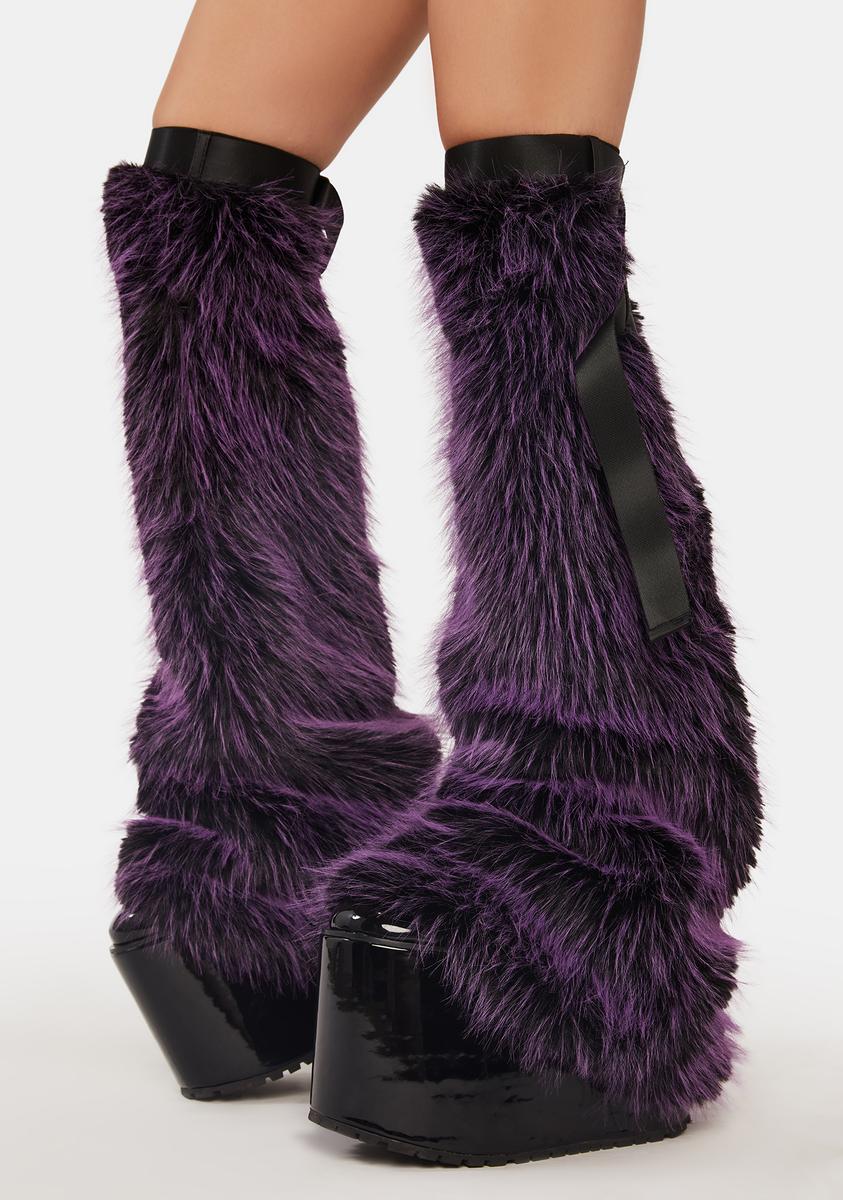 Punk Rave Faux Fur Leg Warmers - Violet – Dolls Kill