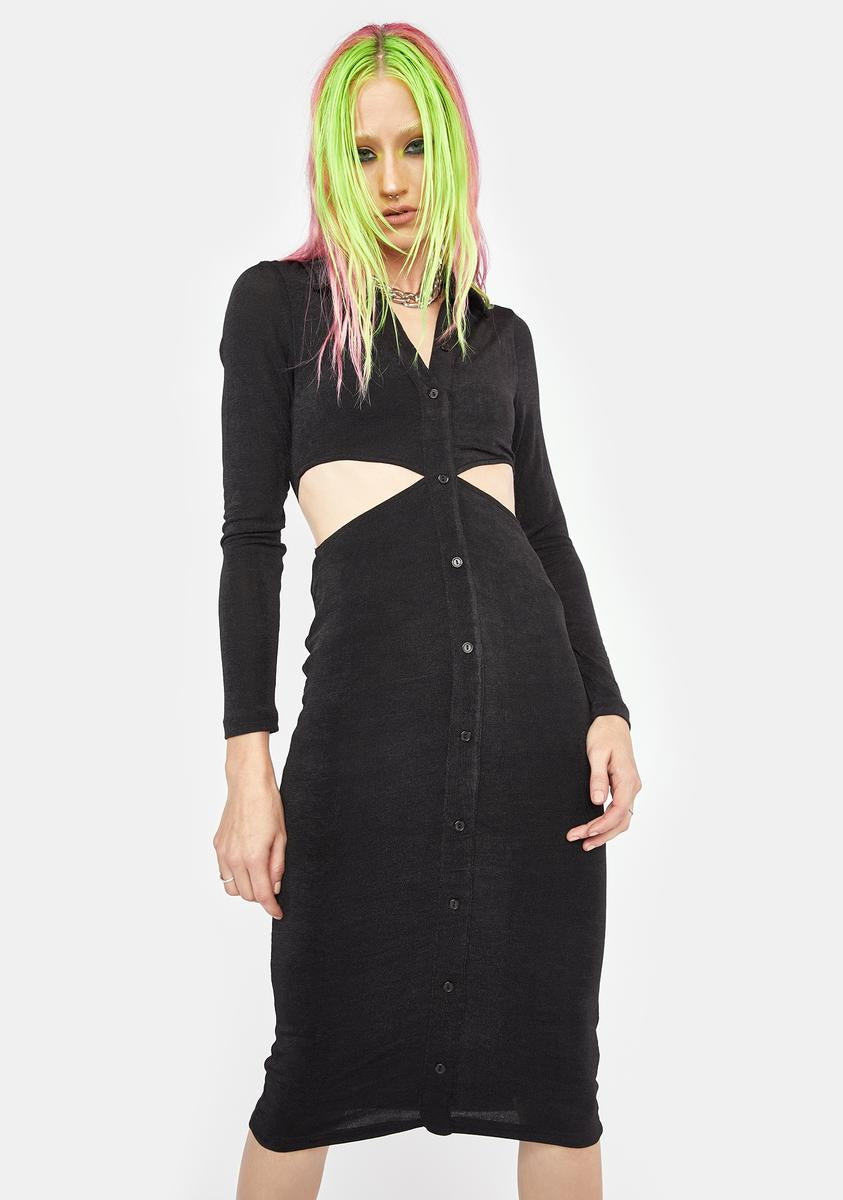 Button Down Cut Out Maxi Dress