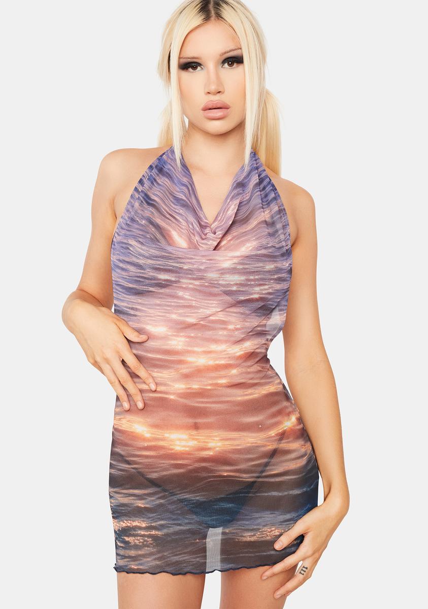 Jaded London Sea Ripple Print Mesh Backless Dress Dolls Kill Jaded London Sea Ripple Print Mesh Backless Dress Dolls Kill