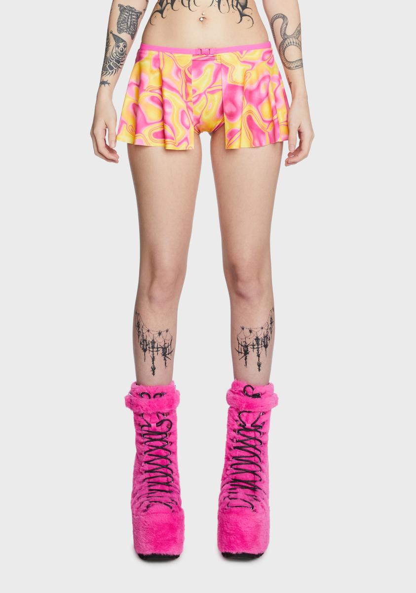 The Lyte Couture Lava Print Buckle Mini Skirt - Multi – Dolls Kill