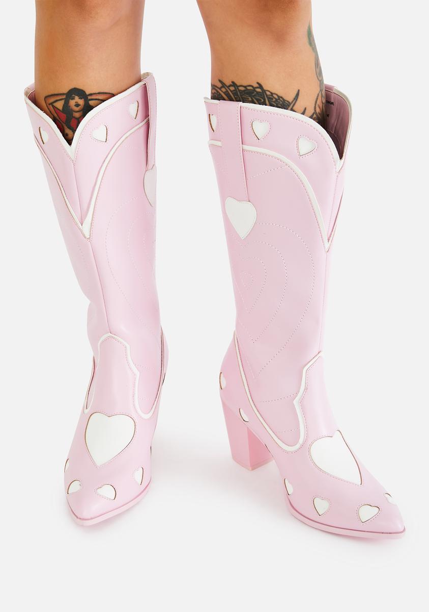 Red Heart Pink Cowgirl Boots With Hearts Heart Design Cowboy