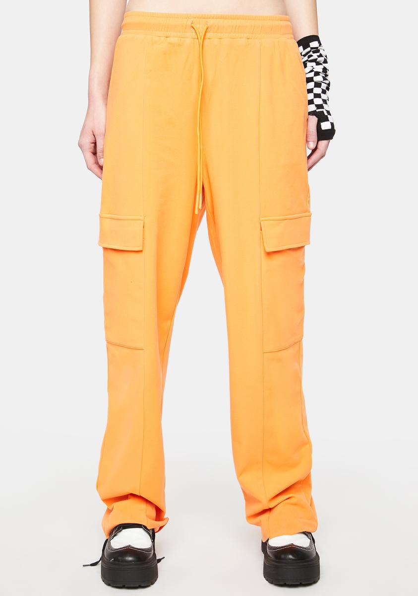 Drawstring Waist Wide Leg Cargo Lounge Pants Orange Dolls Kill