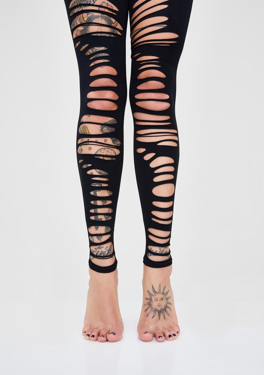 Ripped Tights Holes Black
