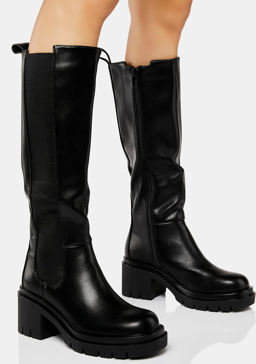 Knee high shop zipper boots