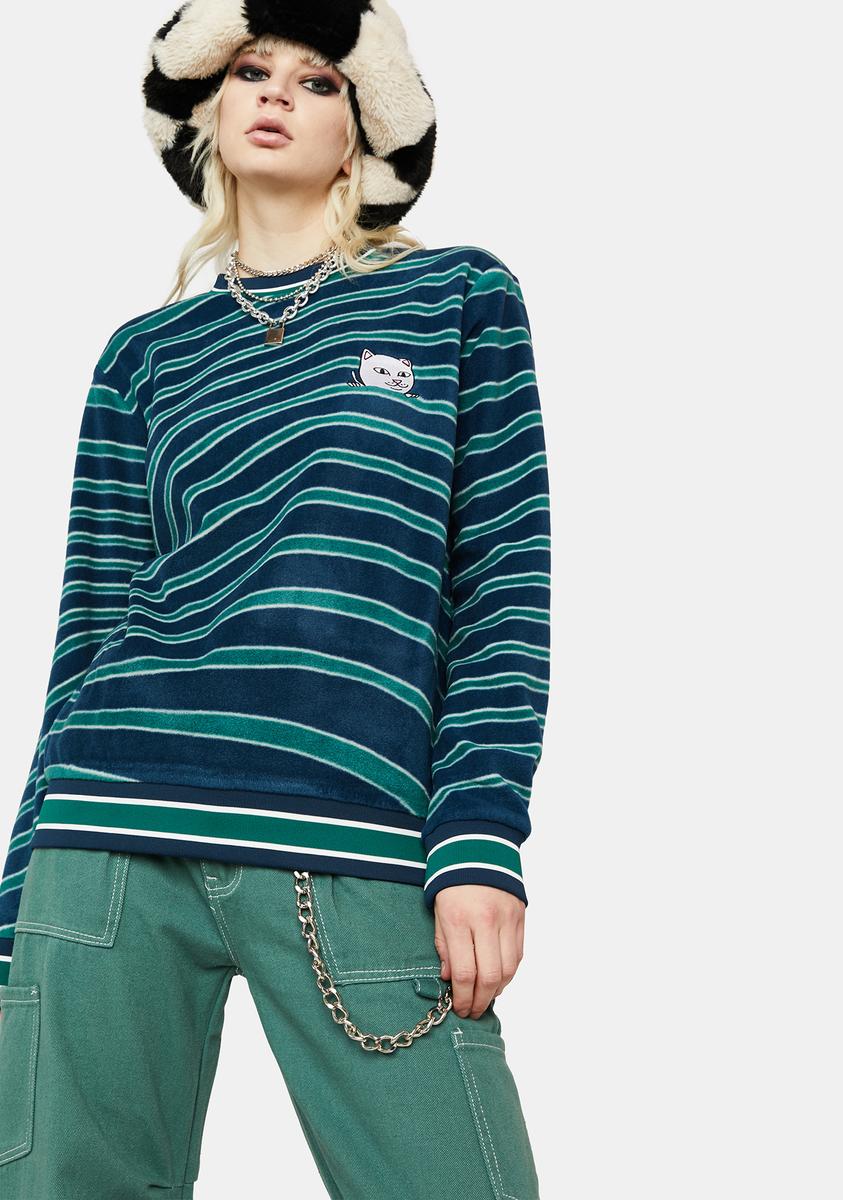 スウェット・トレーナー Ripndip Dizzy Nermal Polar Fleece Crewneck Navy/Teal M Ripndip Dizzy Nermal Polar Fleece Crewneck Navy/Teal M