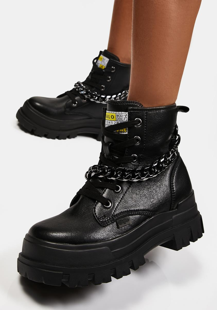 Buffalo Chain Combat Boots - Black – Dolls Kill